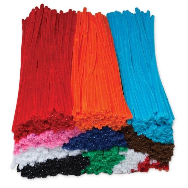 Creativity Street Jumbo Chenille Stems, 6mm x 12", 1000/BX, AST PK PAC911001